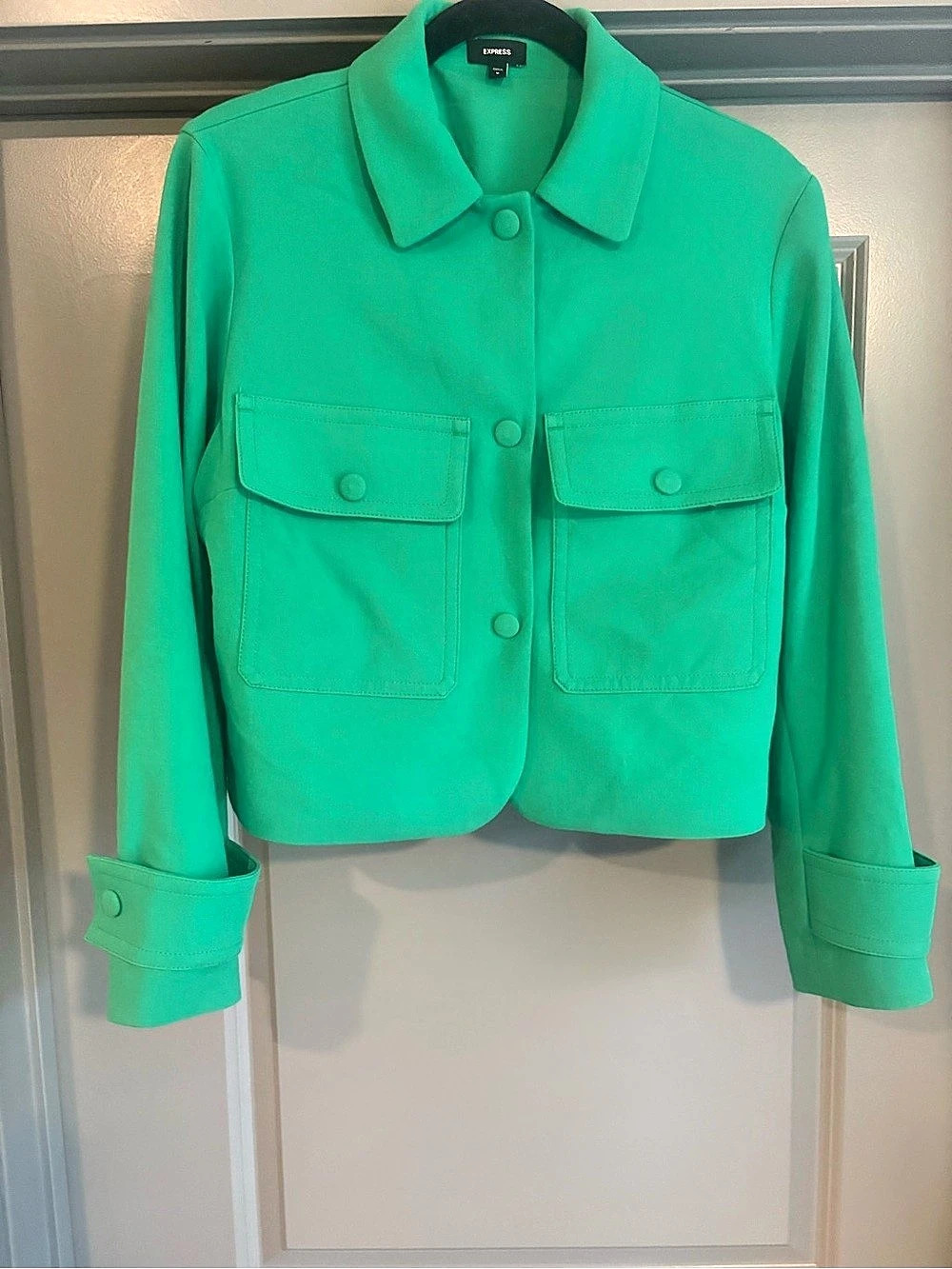 Express Cropped Utility Jacket Green Size Medium